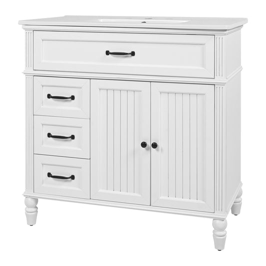 Bathroom Vanity With Sink, Freestanding Cabinet & Drawers
