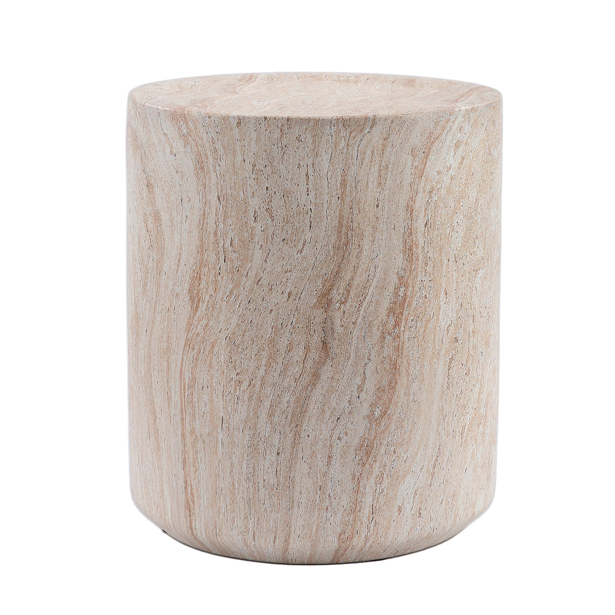 Tall Cylindrical Accent Coffee Table In - Beige / Yellow