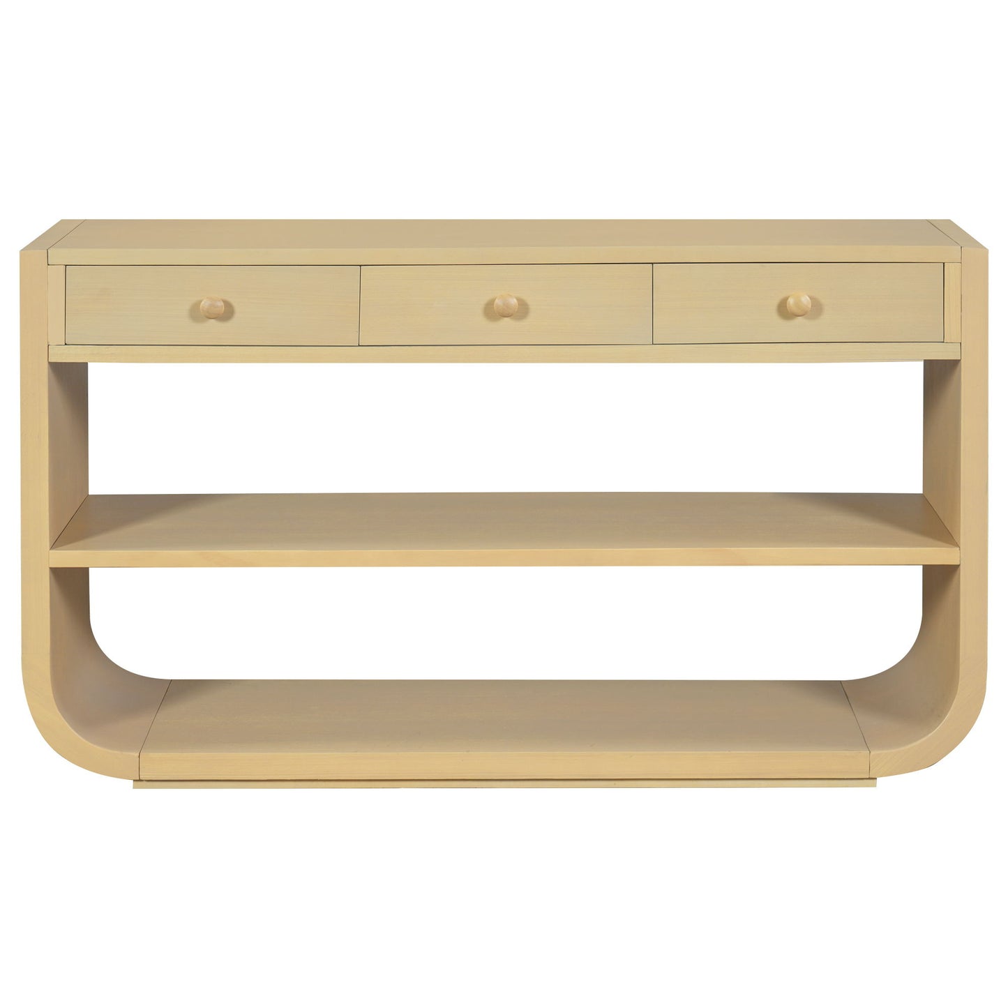 Console Table With 3 Soft Close Drawers & 2 Open Shelves - Natural