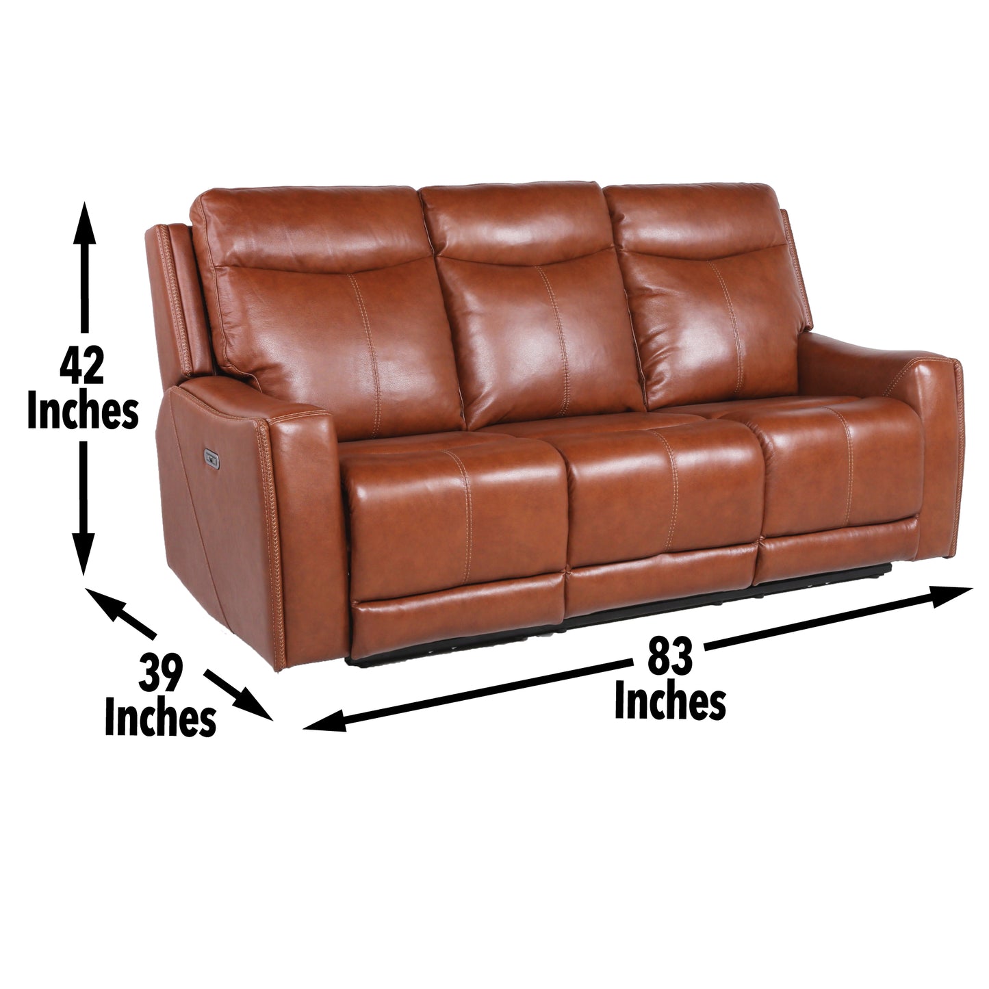 Steve Silver Natalia - Top Grain Leather 3 Piece Power Reclining Living Room Set - Brown