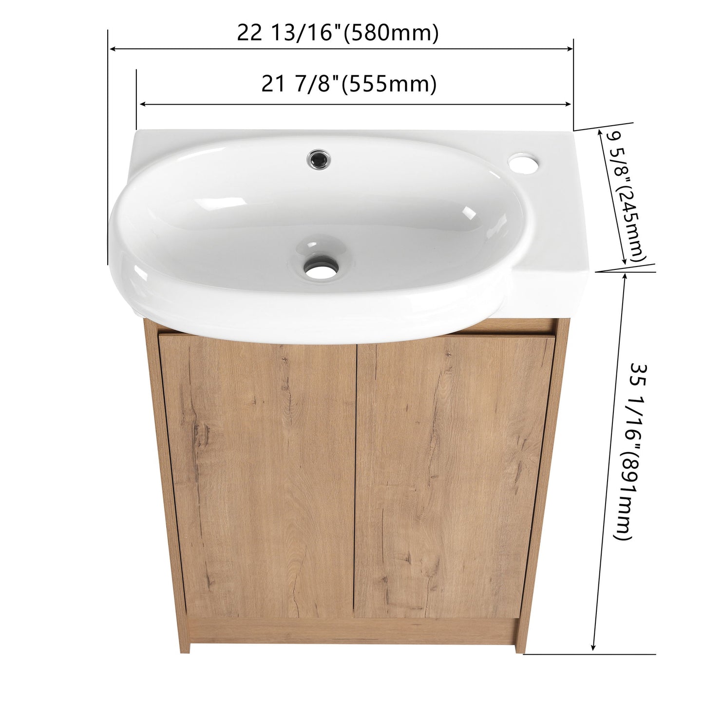 Freestanding Bathroom Vanity & Sink, Soft Close Doors