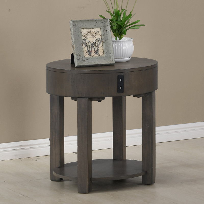 Jonah - MDF End Table With USB Ports - Light Brown