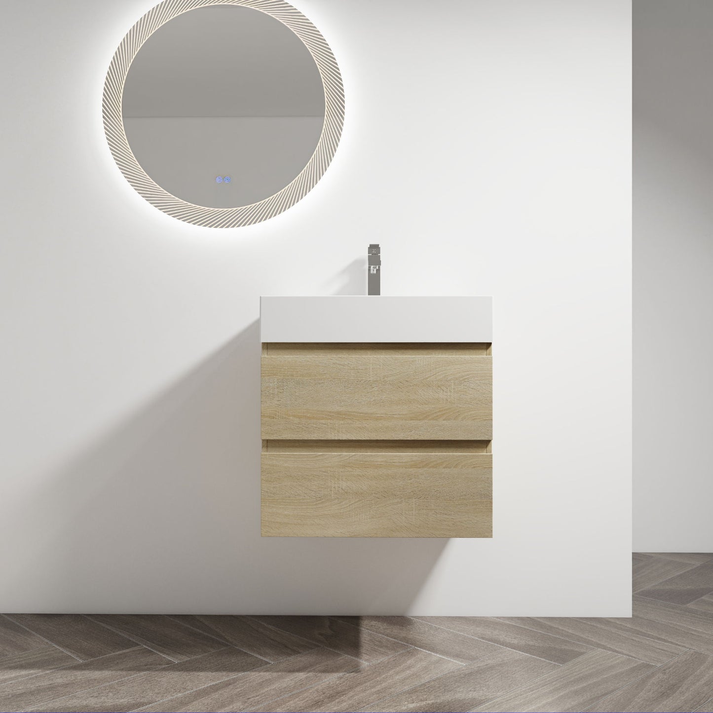 Wall Mounted Bathroom Vanity And Sink, 2 Soft Close Drawers