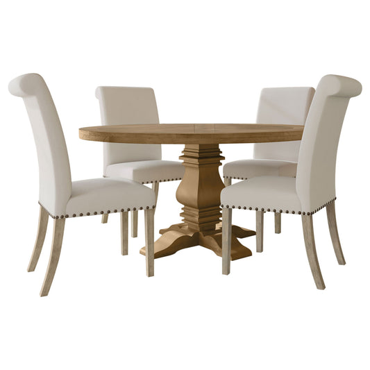Round Dining Table Set With Upholstered Chairs