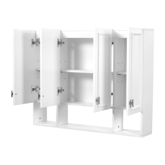 Bathroom Cabinet With 3 Adjustable Shelves Wall Mounted Medicine Cabinet, Soft Closing Hinges, Open Shelving Design - White
