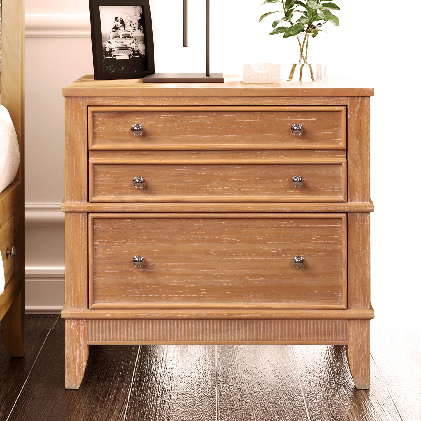 Hazel 3 Drawer Hazel 3 Drawer Side Table For Living Room, Hallway, Entryway - Natural