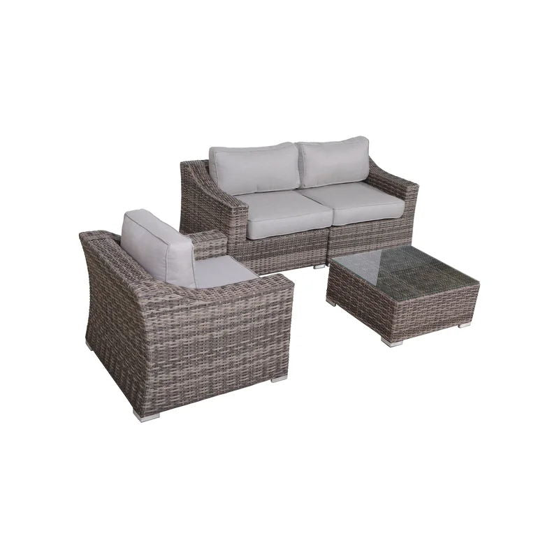 3 Person Seating Set With Cushions - Gray