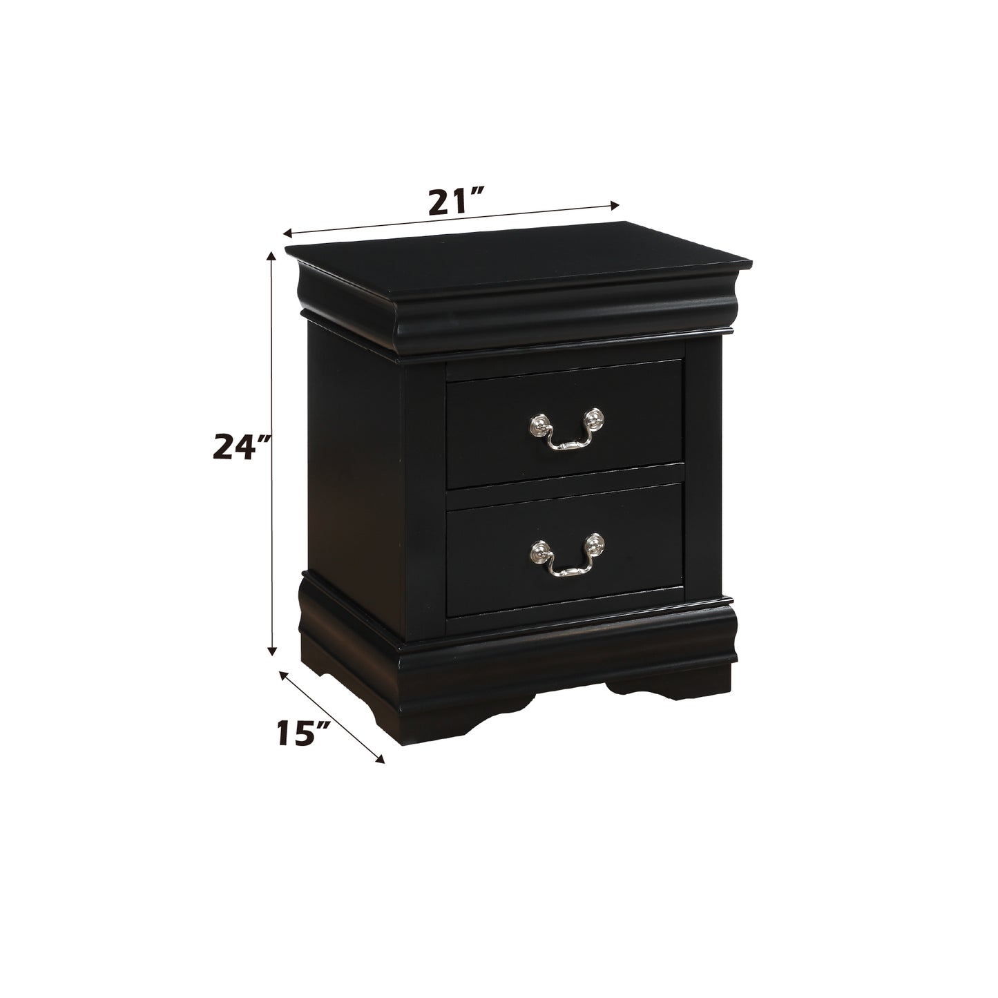 Louis Philippe Black Finish 5PCS Bedroom Set (Queen)