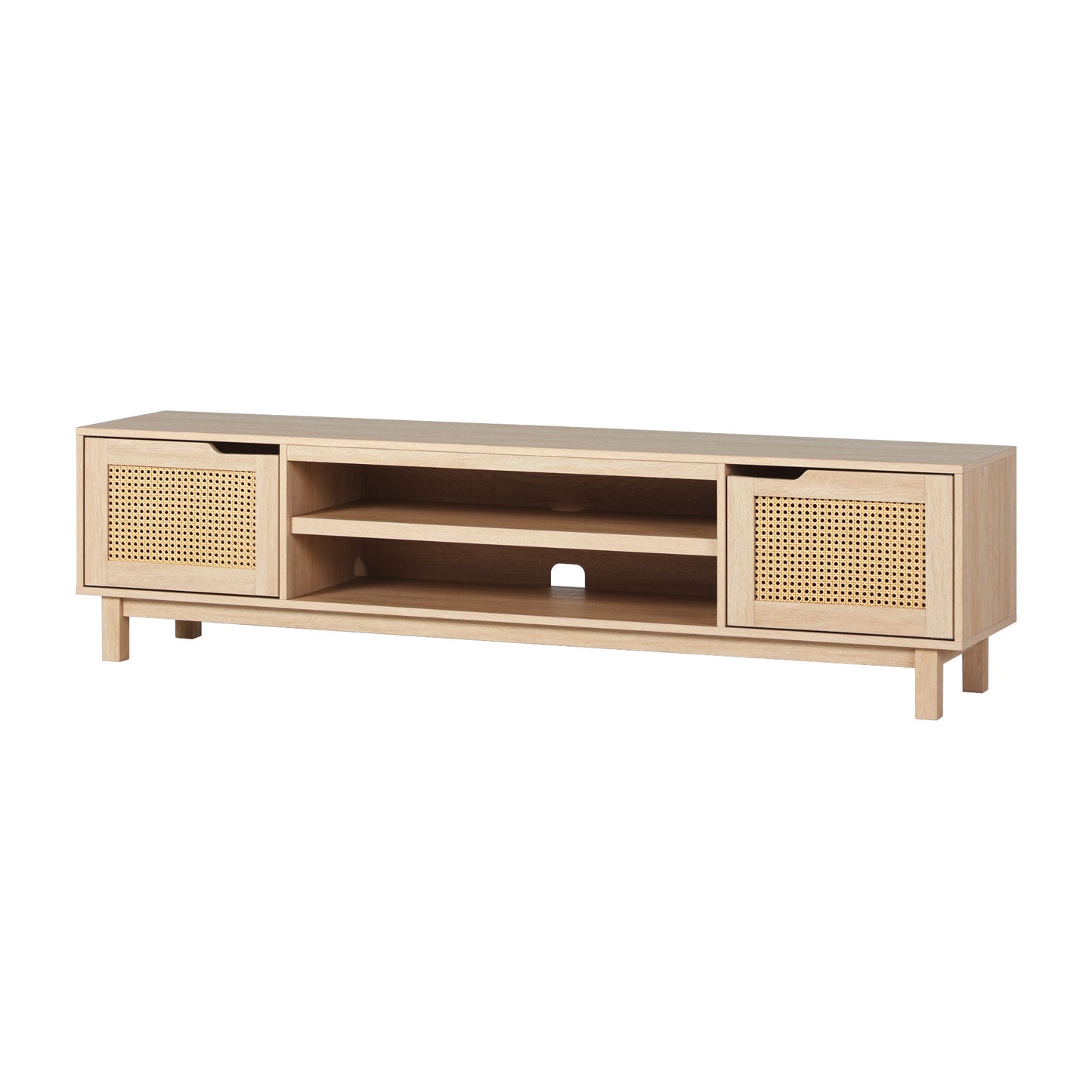 Modern Door Low TV Stand For TVs Up To 80" - Coastal Oak