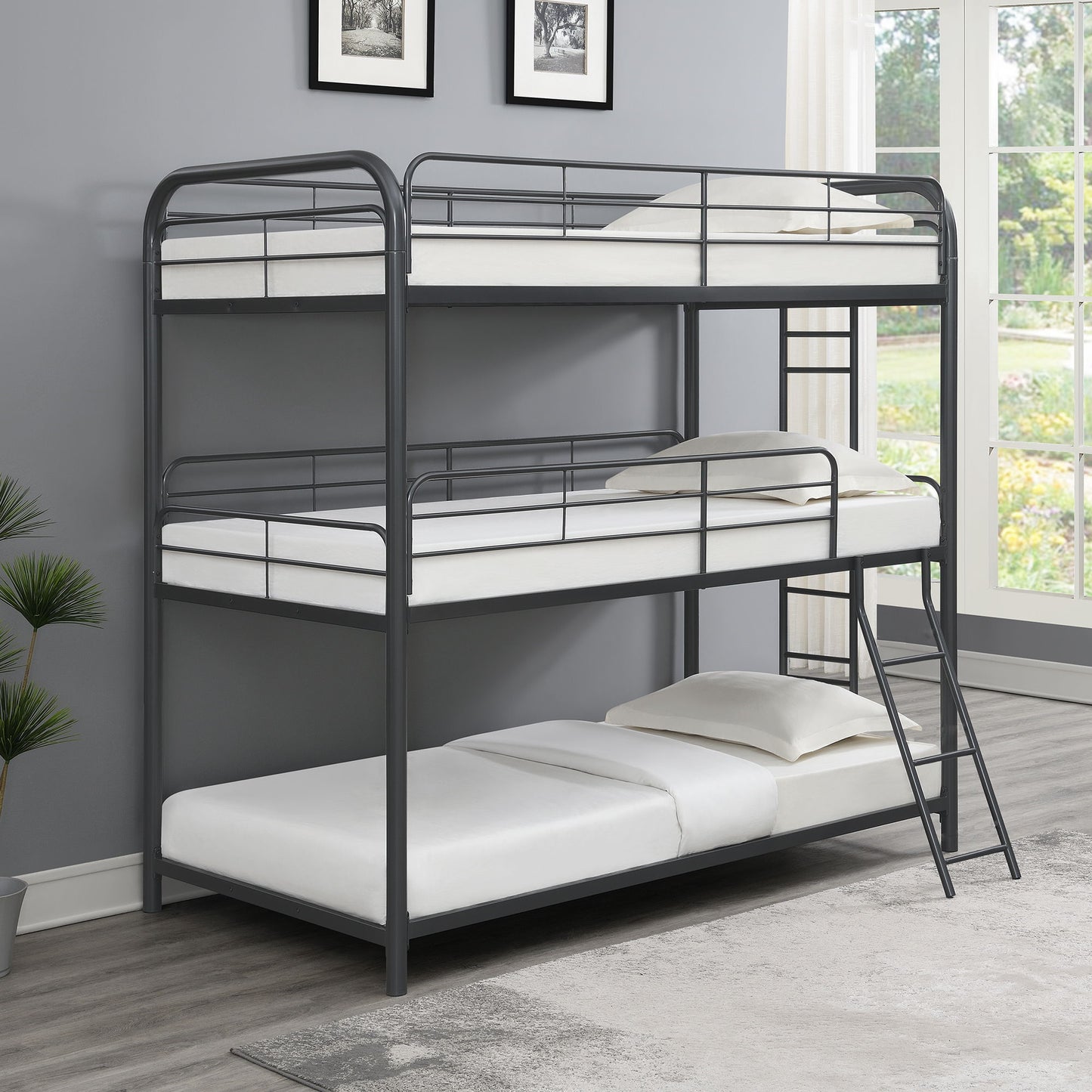 Triple Bunk Bed, Twin / Twin / Twin - Black