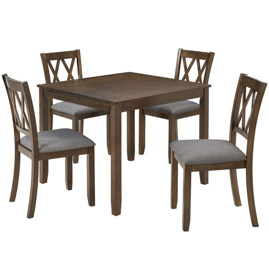 5 Piece Dining Table Set With 4 Chairs - Walnut