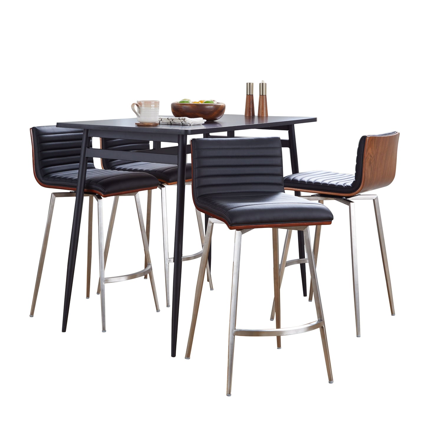 Marcel Mason - 5 Piece Swivel Contemporary Design Counter Height Dining Set