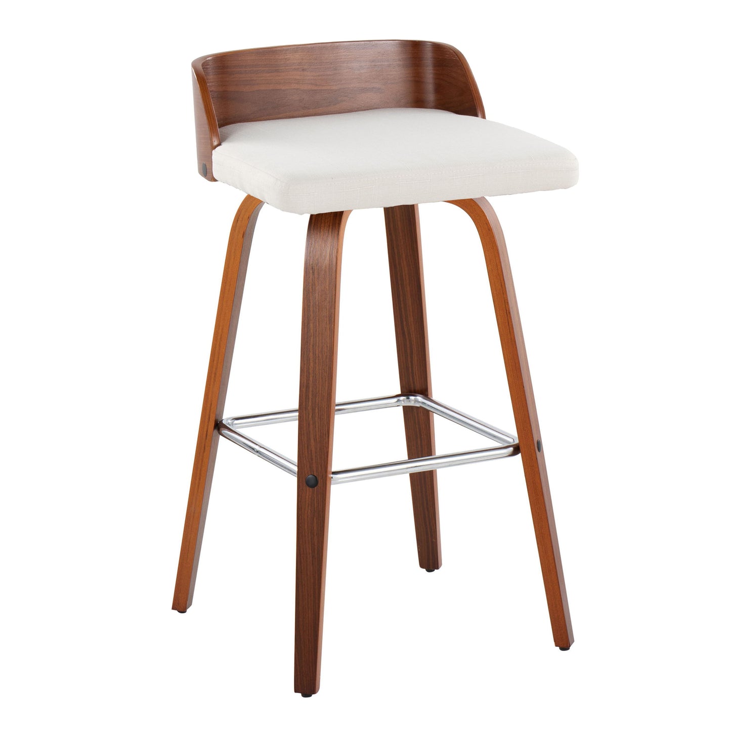 Maya - Mid Century Modern Fixed Height Barstool With Swivel With Square Footrest (Set of 2)