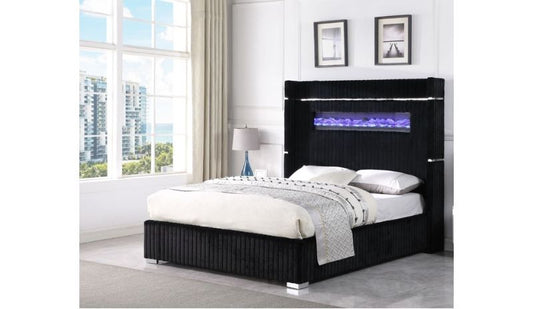 2215 - Queen Bed Footboard, Side Rails & Slats - Black