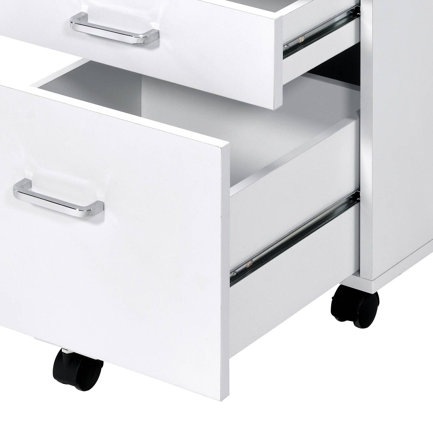 Tennos - File Cabinet - White / Chrome