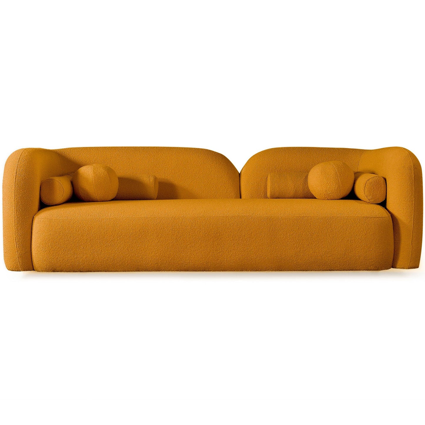 Donna - Japandi Style Boucle Sofa - Dark Yellow / Rustic