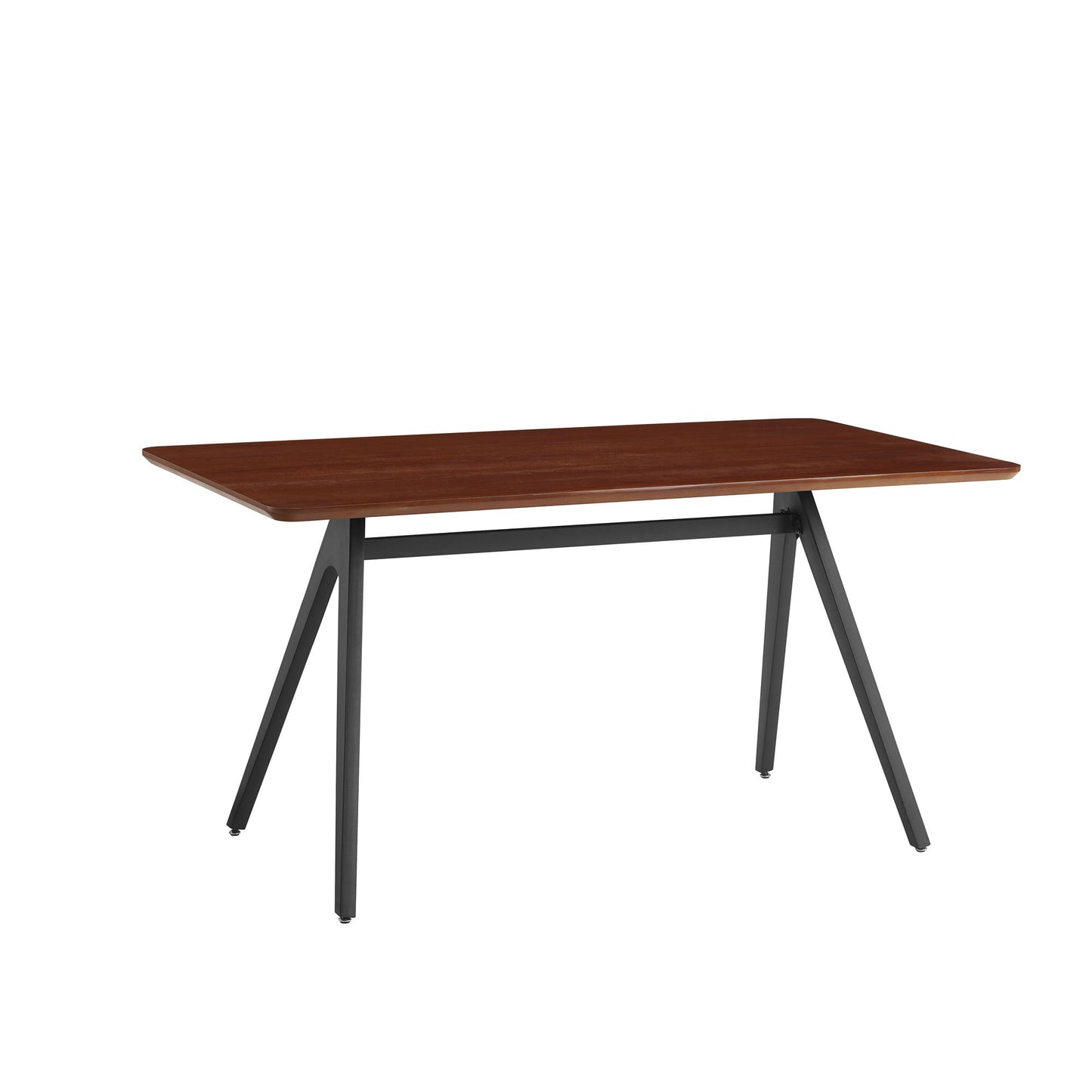 Contemporary V Leg Veneer Dining Table - Dark Walnut