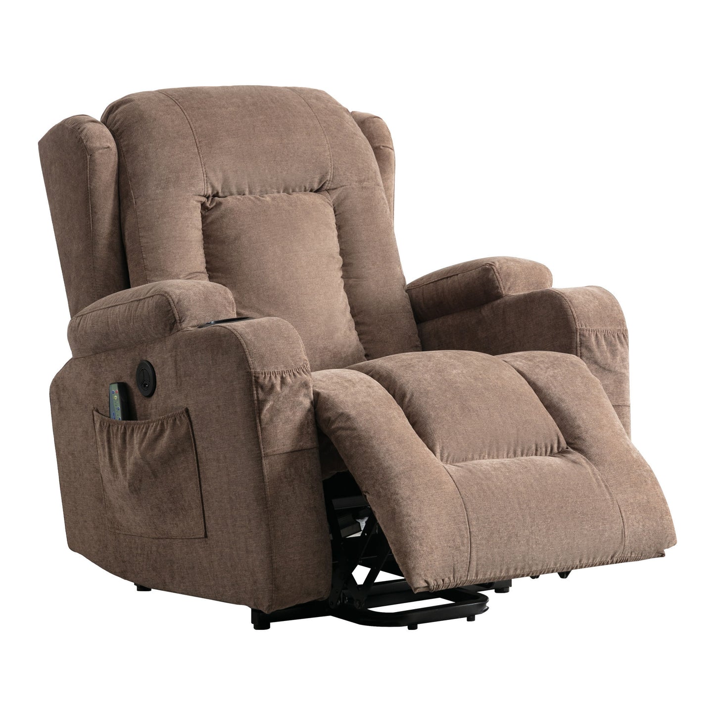 Power Lift Recliner Chair Recliners for Elderly with Heat and Massage Recliner Chair for Living Room with Infinite Position and Side Pocket,USB Charge Port(BROWN)