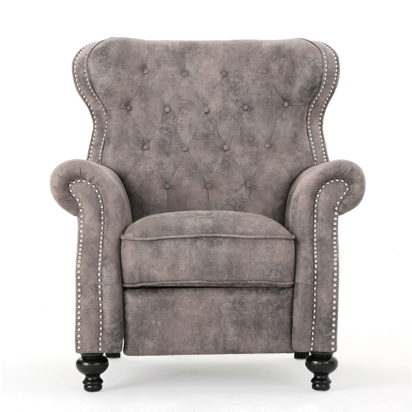 Accented Push Back Recliner Chair With Rolled Arms, Enjoy Cocooning Comfort