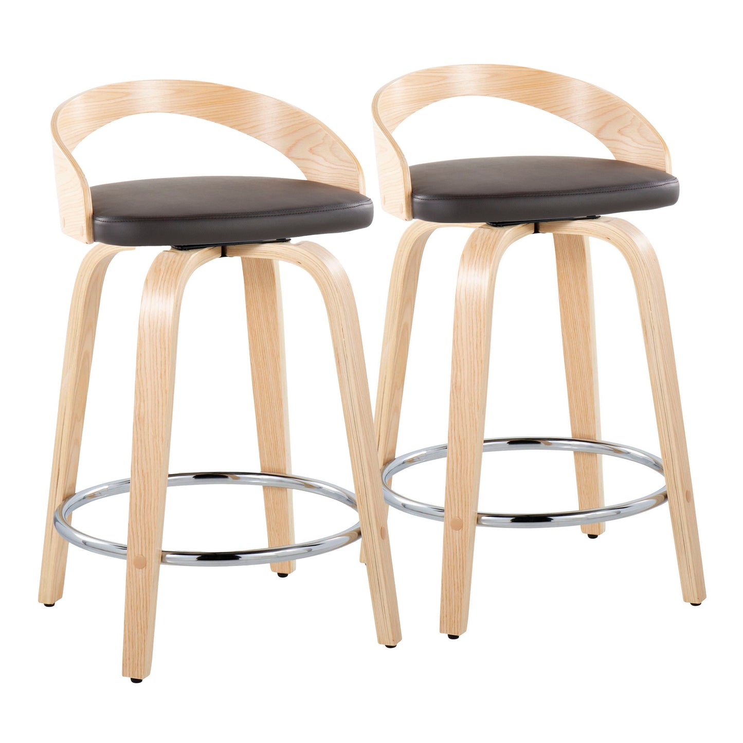 Grotto - Contemporary Fixed Height Counter Stool & Swivel, Round Footrest (Set of 2)