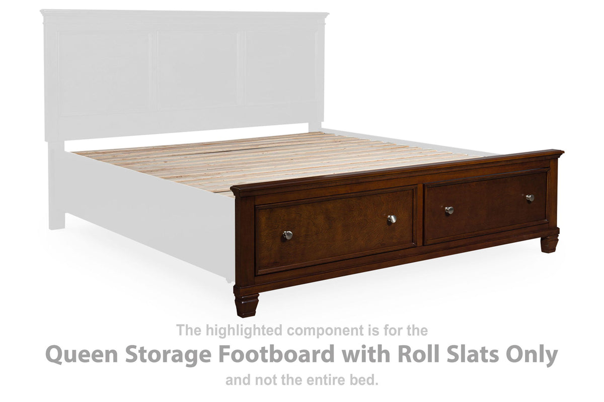 Danabrin - Queen Storage Footboard With Roll Slats - Brown