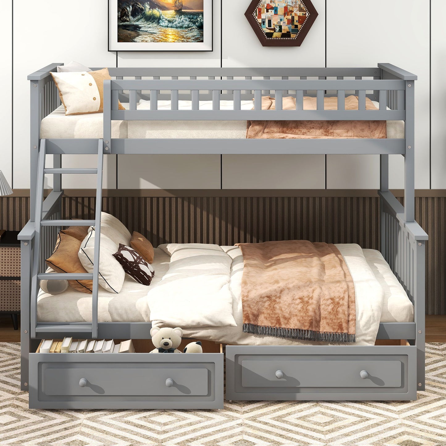 Bunk Bed With Drawers, Convertible Storage Bed