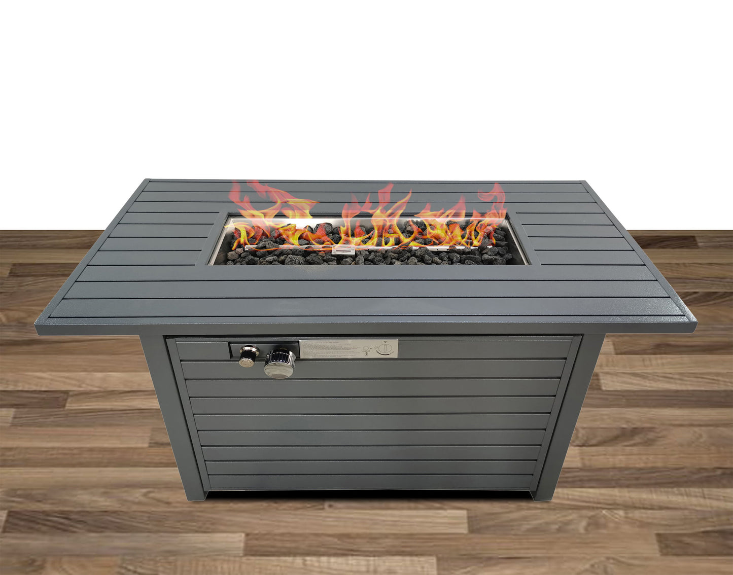 Outdoor Fire Pit Table With Lid, Durable Construction - Gray