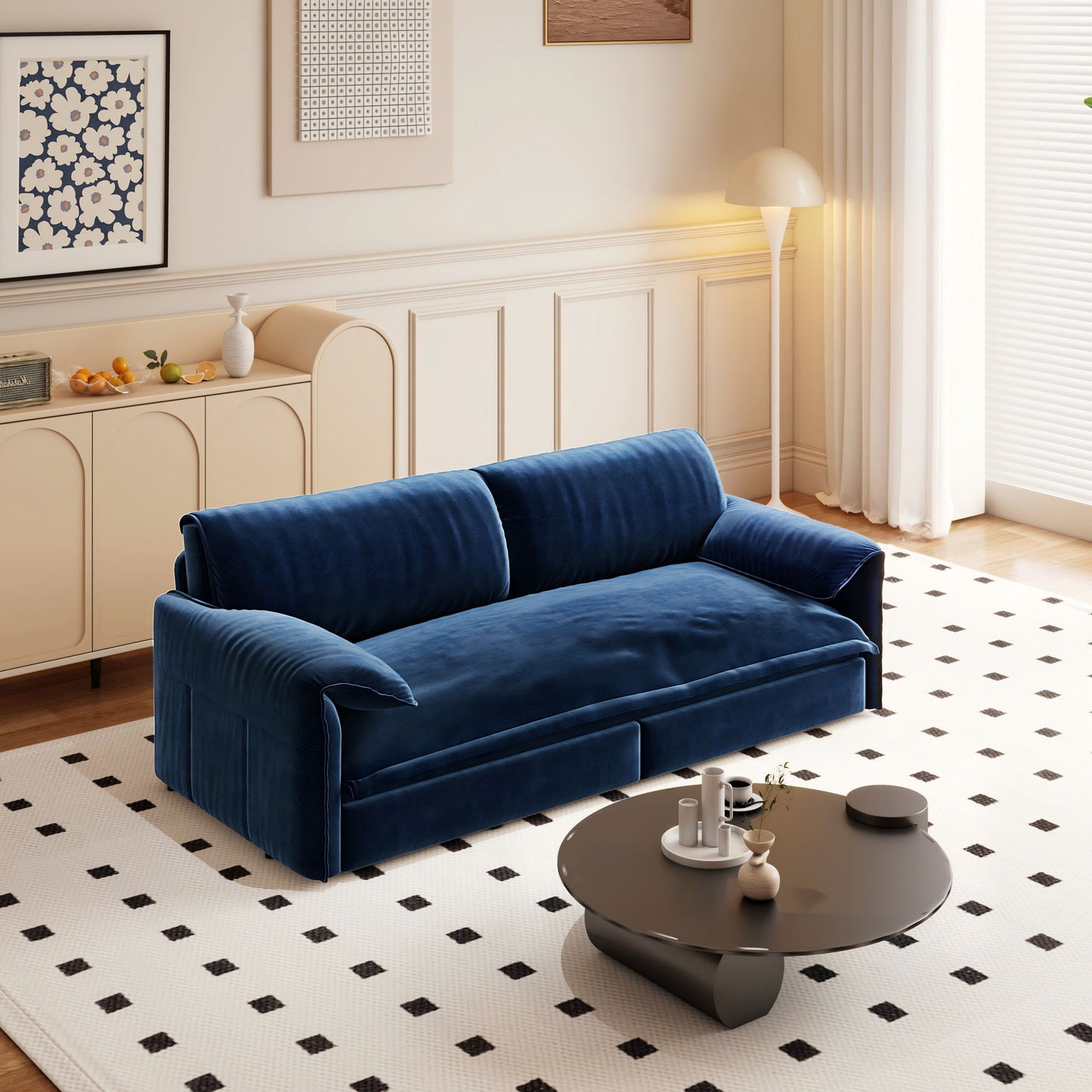 Queen Pull Out Sofa Bed With Side Storage