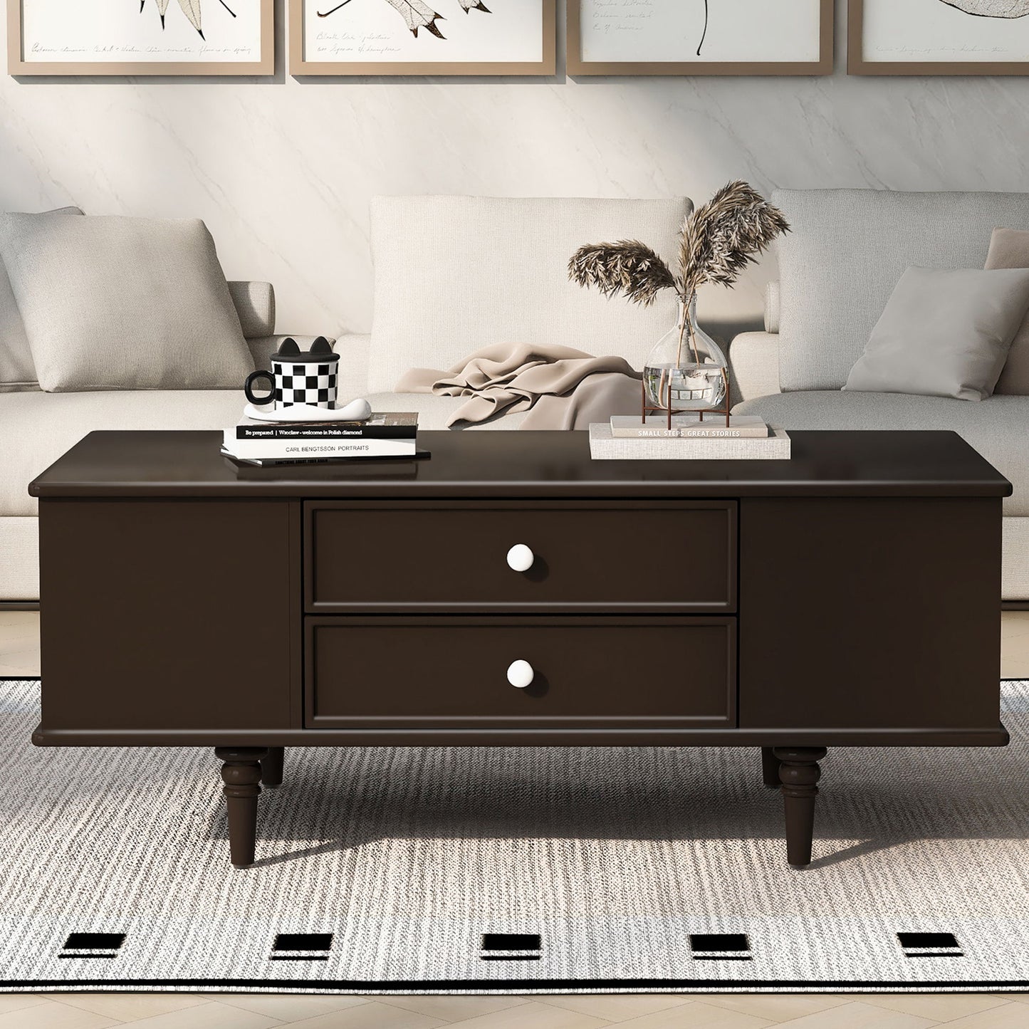 Modern Rectangle Coffee Table With Four Drawers