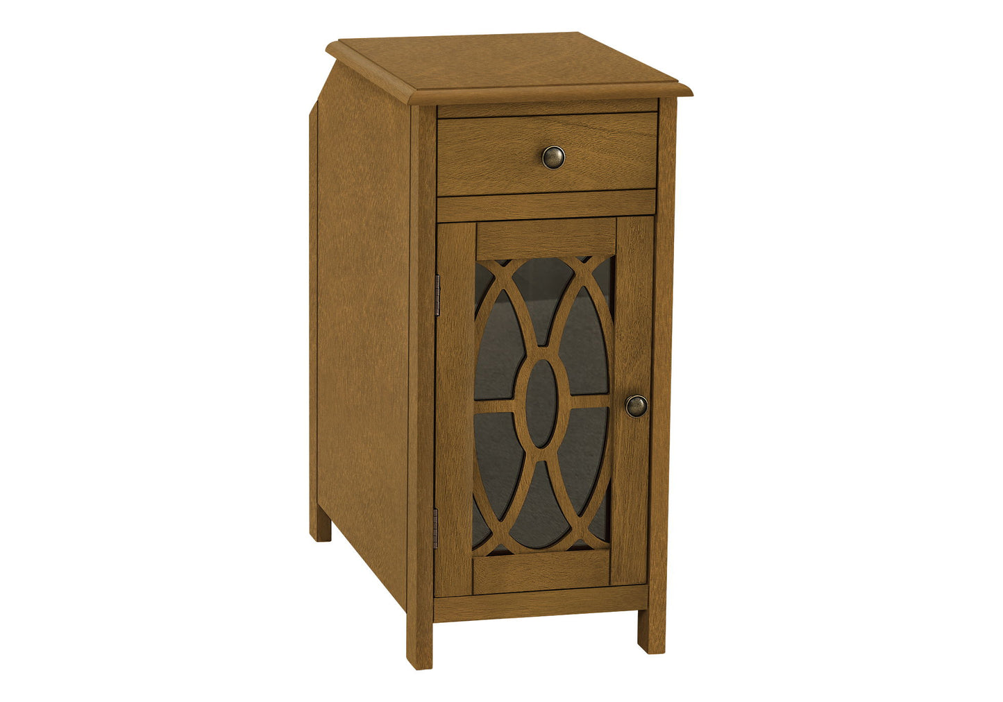 Accent Side Table, Storage Drawer, Traditional - Taupe