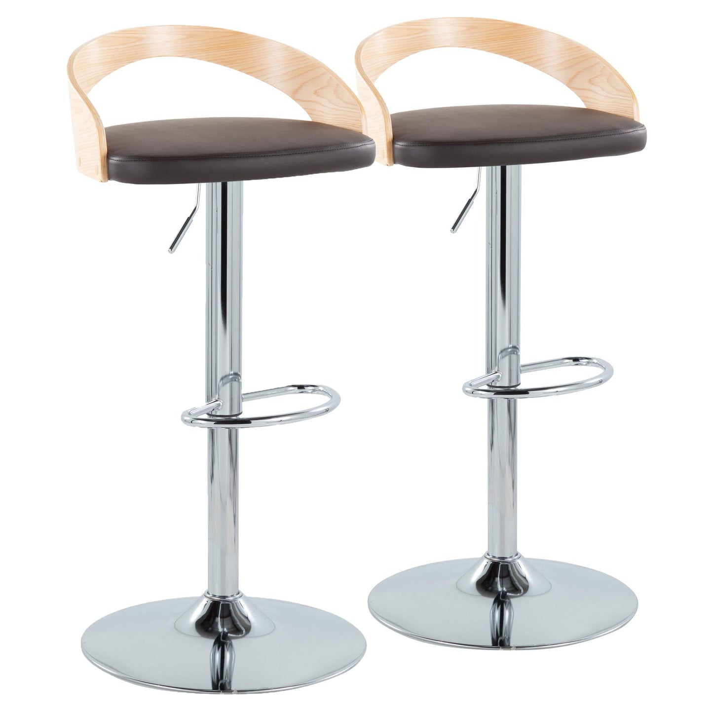 Grotto - Mid Century Modern Adjustable Height Barstool & Swivel With Oval Footrest (Set of 2)