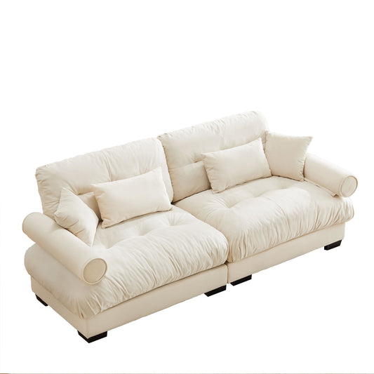Modern Oversize Sofa With Cloud Like Comfort, Featuring Waist And Throw Pillows