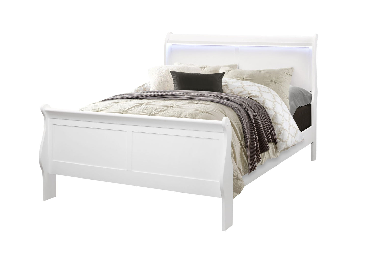 Charlie - Twin Bed With LED Headboard & Footboard - White
