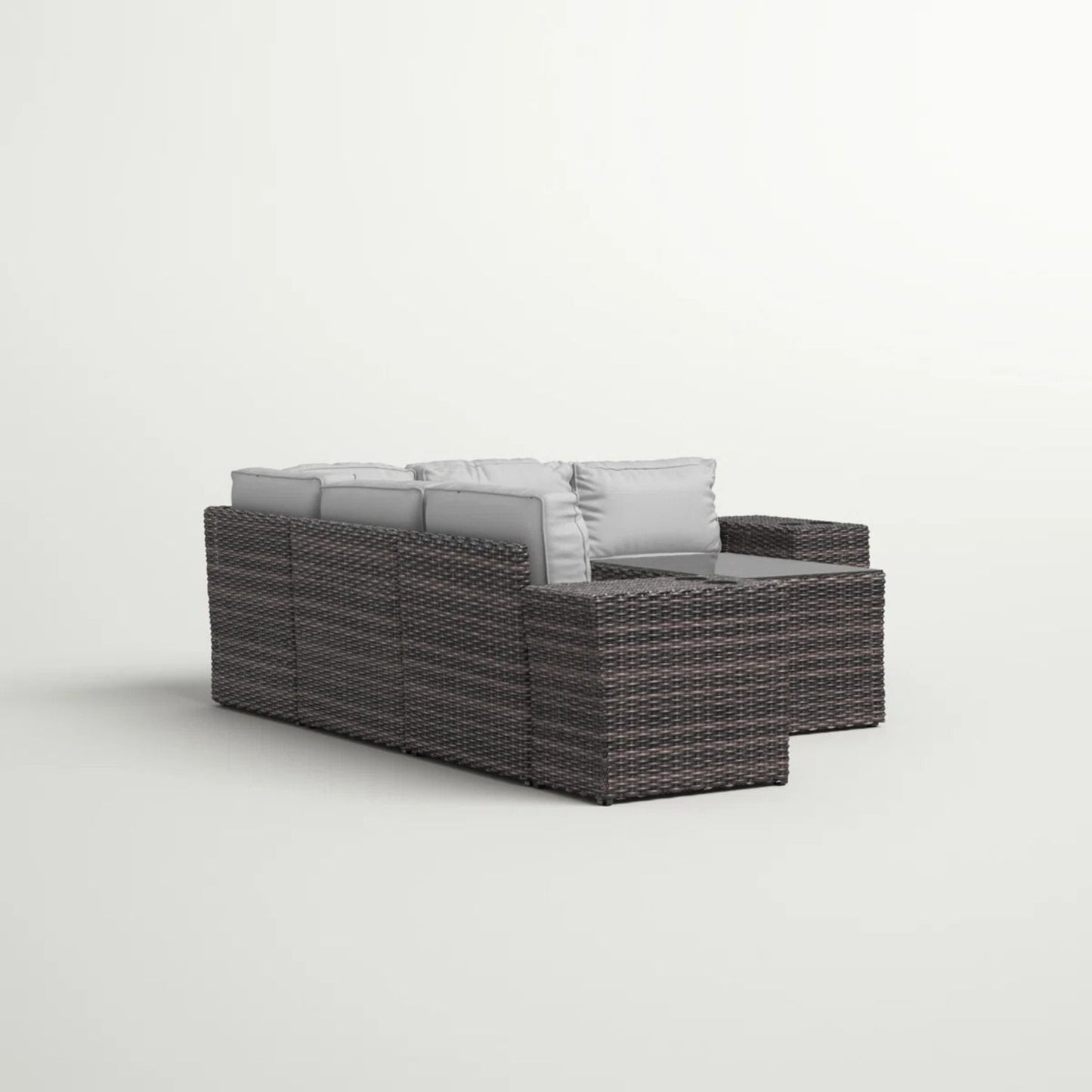 Modern Patio Rattan Sectional Set With Cushions