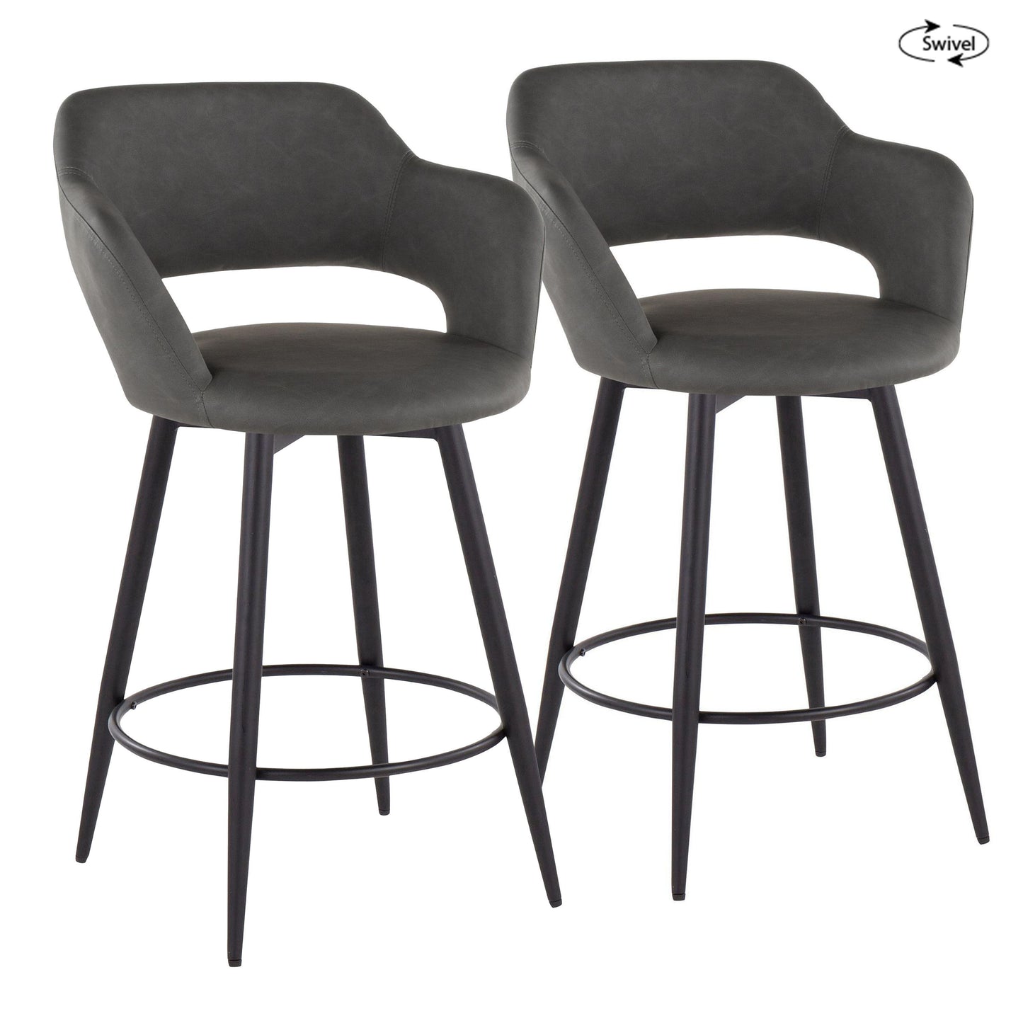 Margarite - Contemporary Fixed Height Counter Stool With Swivel With Round Footrest (Set of 2)