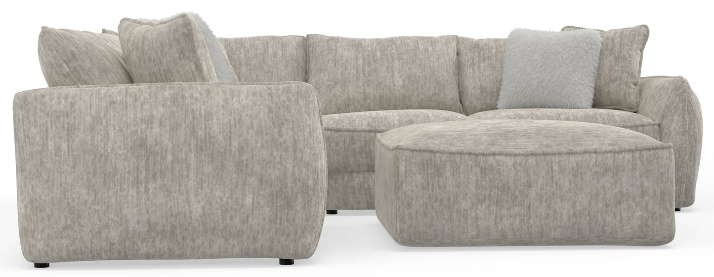 Bucktown - 3 Piece Sectional With Extra Thick Cuddler Seat Cushions And Cocktail Ottoman - Parchment