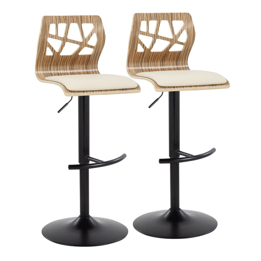 Folia - Mid Century Modern Adjustable Barstool With Swivel With Rounded T Footrest (Set of 2)