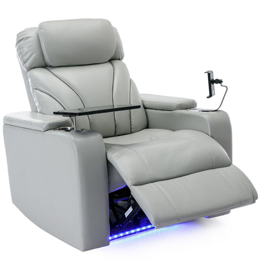 Power Motion Recliner Electric Power Recliner With USB Charging Port, Hidden Arm Storage, Convenient Cup Holder And Bluetooth Speaker