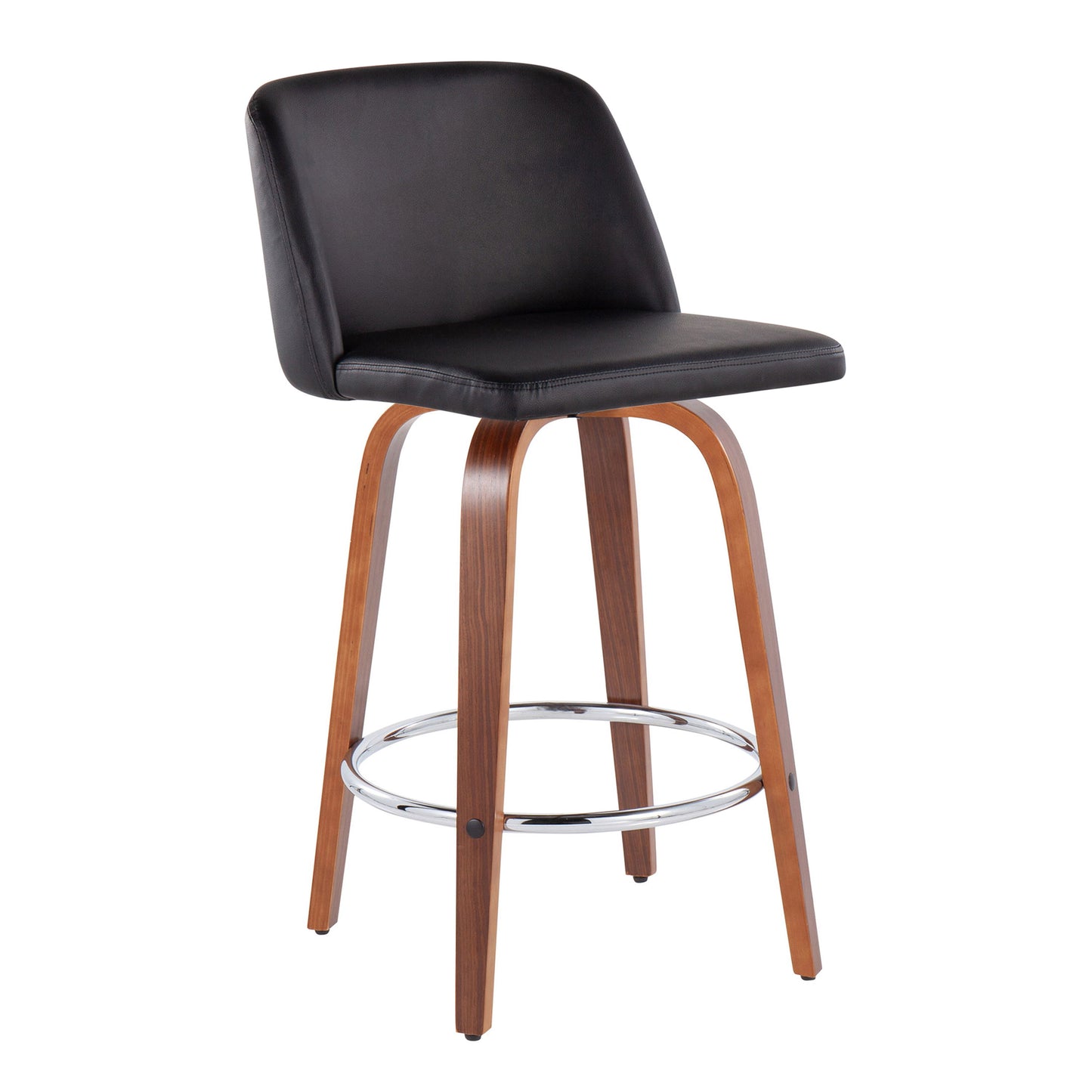 Toriano - Mid-Century Modern Fixed Height Counter Stool With Round Footrest (Set of 2)