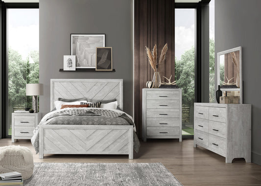 Full 5PC Modern Style Storage Bedroom Set Made with Wood in Gray