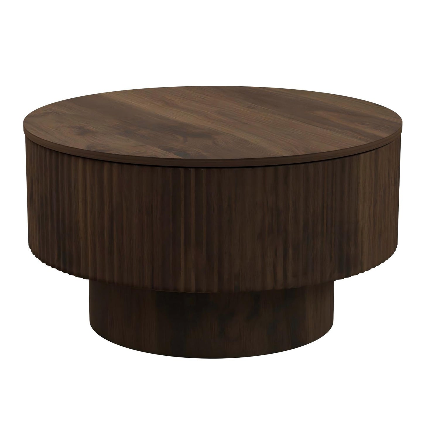 Modern Circular Coffee Table With Stripe Design And Storage Space