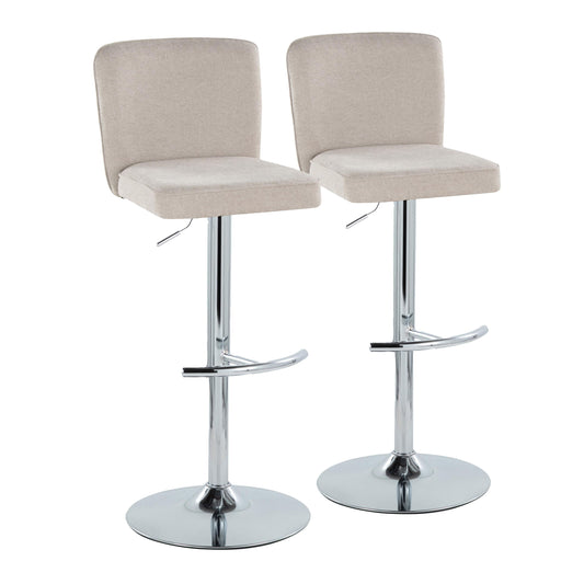 Henry - Contemporary Adjustable Barstool With Swivel & Rounded T Footrest (Set of 2)