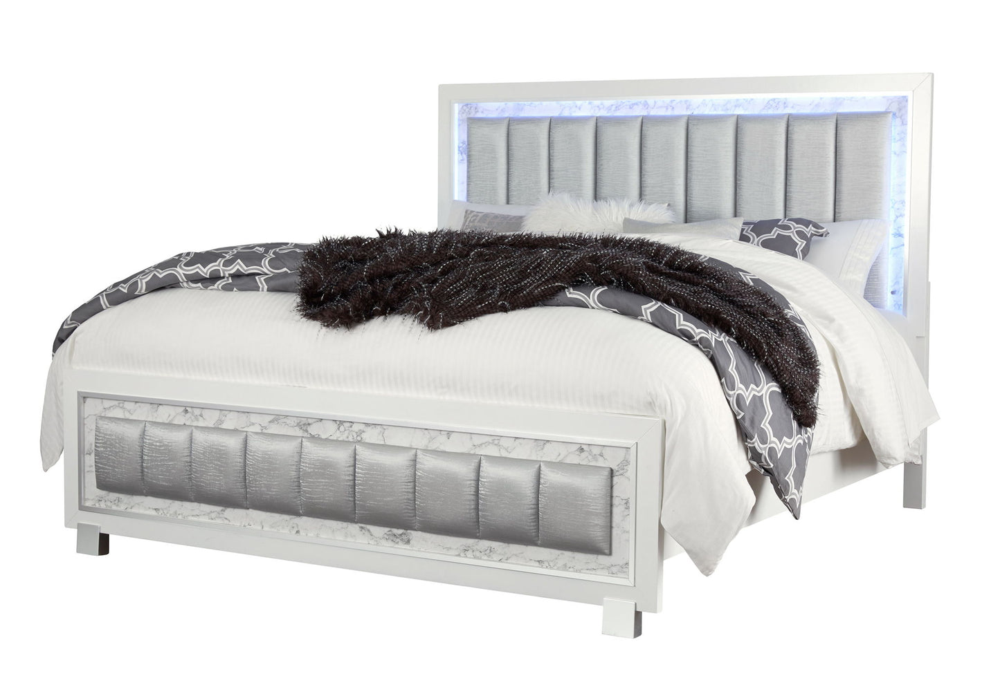 Santorini - Queen Bed Footboard & Slats - White
