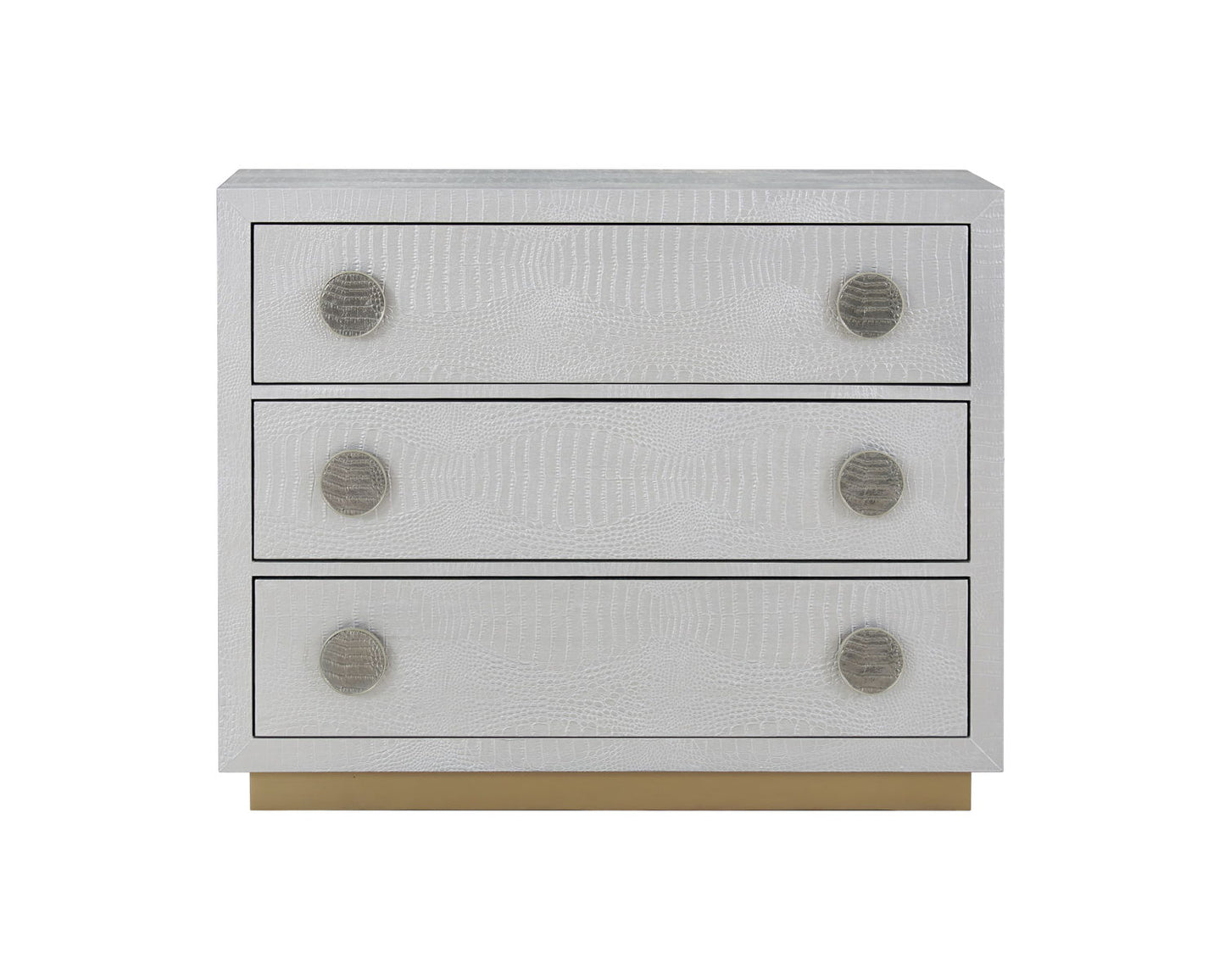 Anpu - Faux Crocodile Skin Console Cabinet - Silver