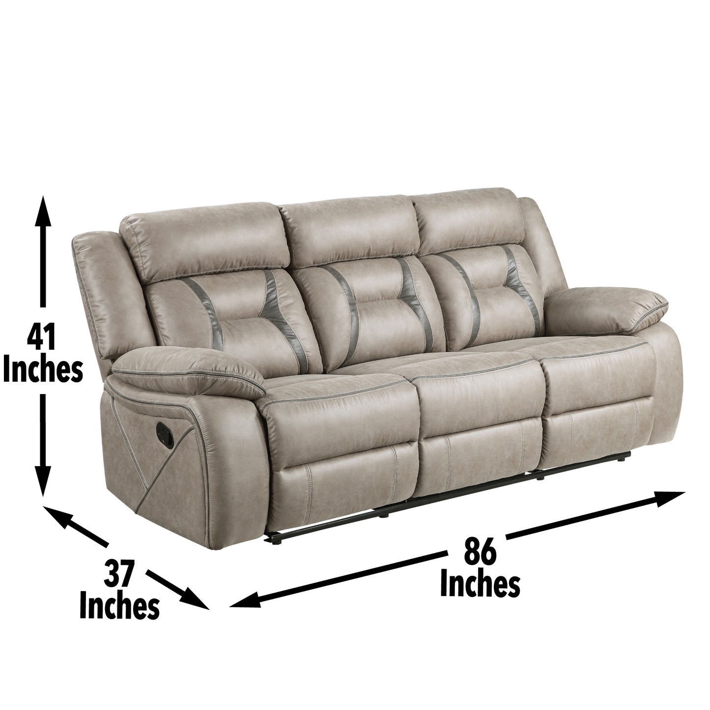 Steve Silver Tyson - 3 Piece Manual Reclining Living Room Set - Gray