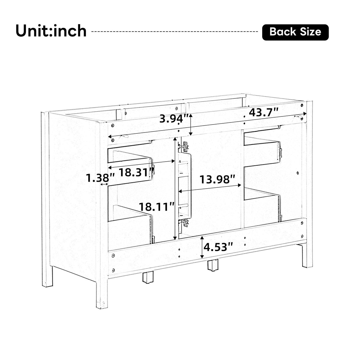 47.25" Modern Bathroom Vanity With Sink, Soft Close Single Door & 6 Drawers - White