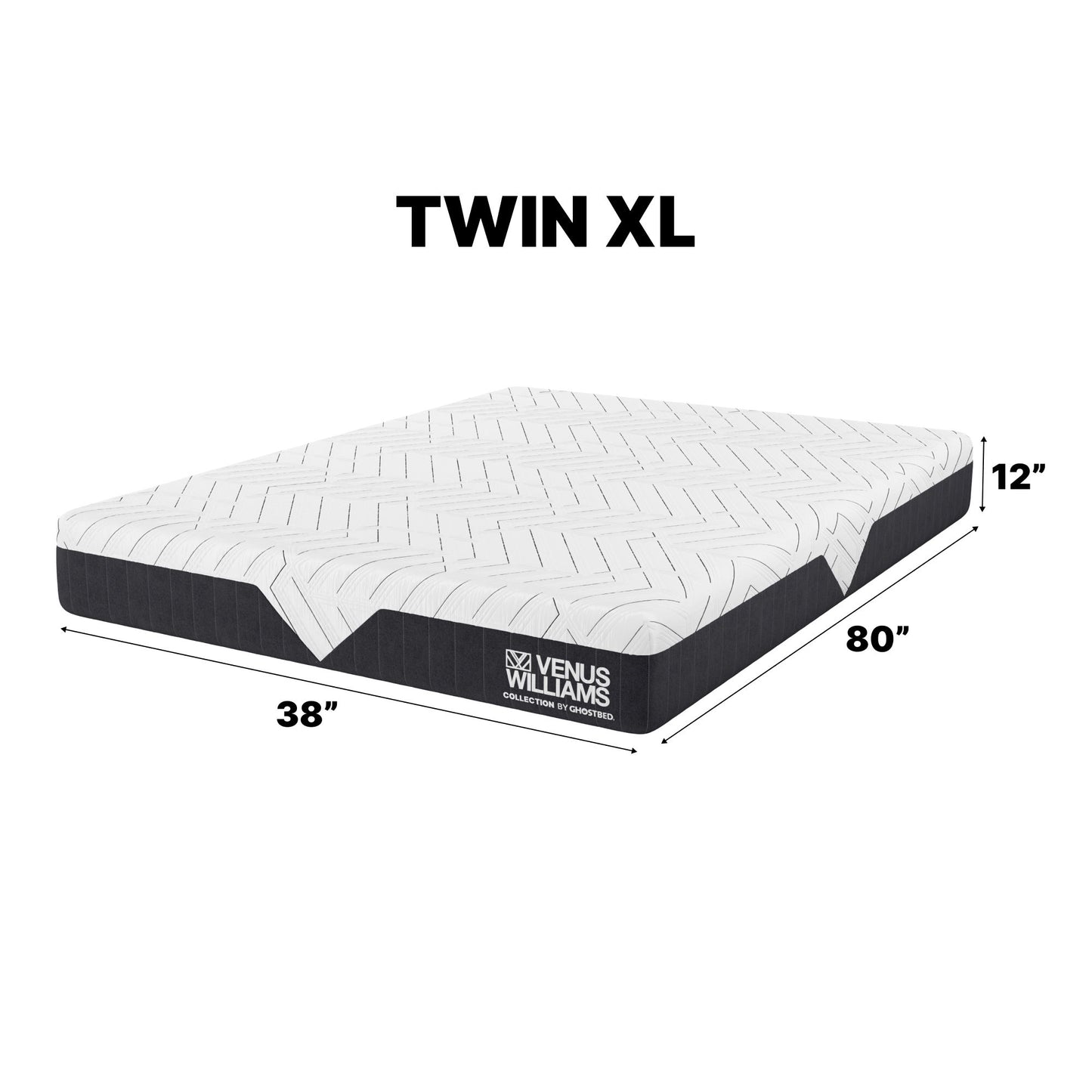Venus Williams Collection Legend - 12" Twin Long Foam Mattress Foam With Far Infrared Technology For Cooling And Recovery - White