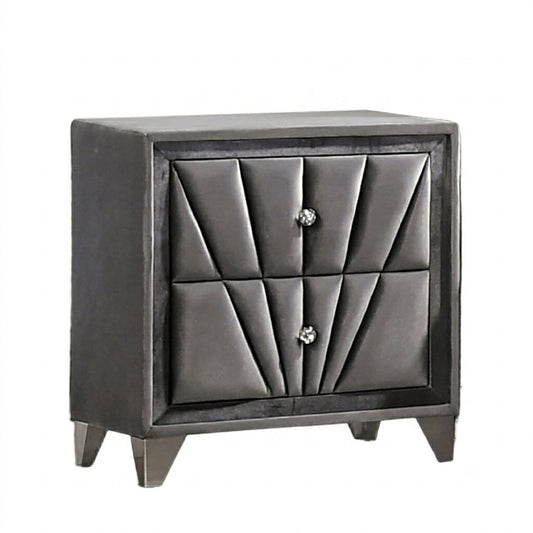 Nightstand, 2 Drawer Upholstered Frame - Gray