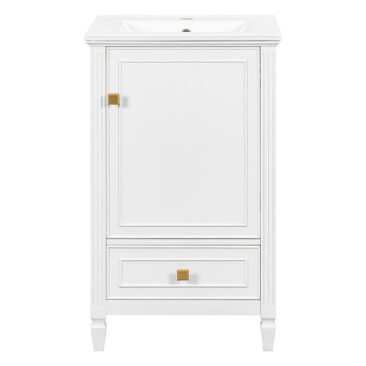 Freestanding Bathroom Vanity With Sink, Soft Closing Door, Drawer Storage - White