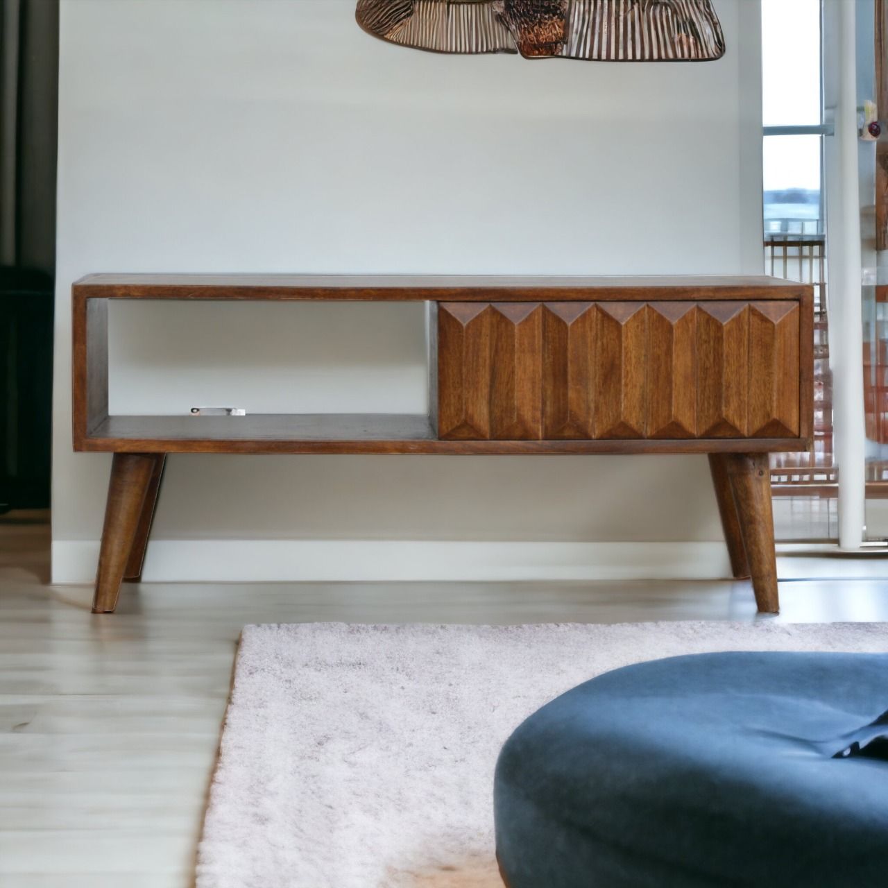 Prism Sliding Media Unit - Chestnut